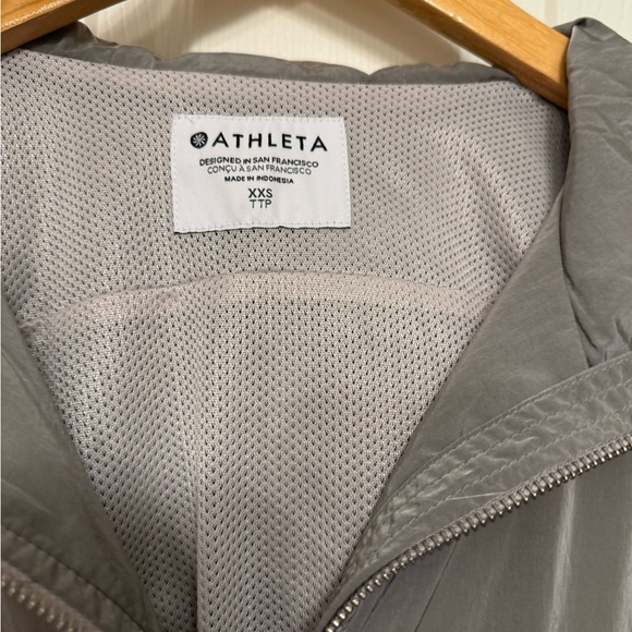 New - Athleta Silver grey Bomber Jacket with Hood - Picture 3 of 7